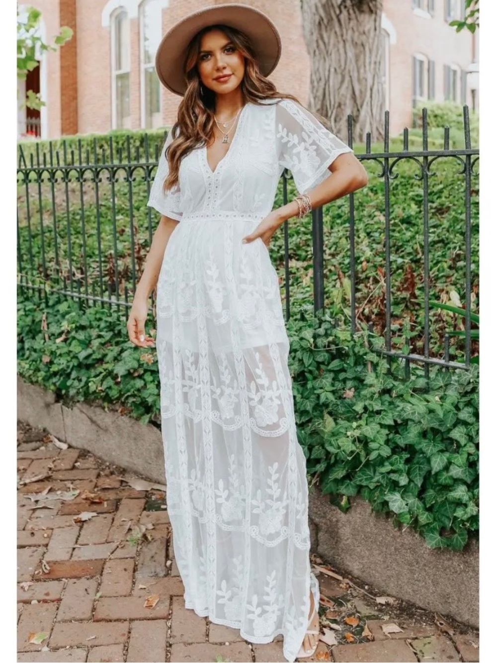 Magnolia White Lace Embroidered Maxi Dress